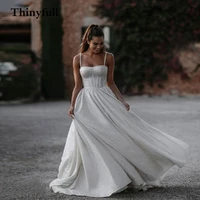 elegant spaghetti a line sleeveless wedding dresses long sweetheart shiny sequines bride robe bridal gowns boho princess dress