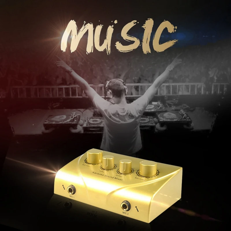 

Portable Dual Mic Inputs Audio Sound Mixer For Amplifier & Microphone Karaoke Ok Mixer