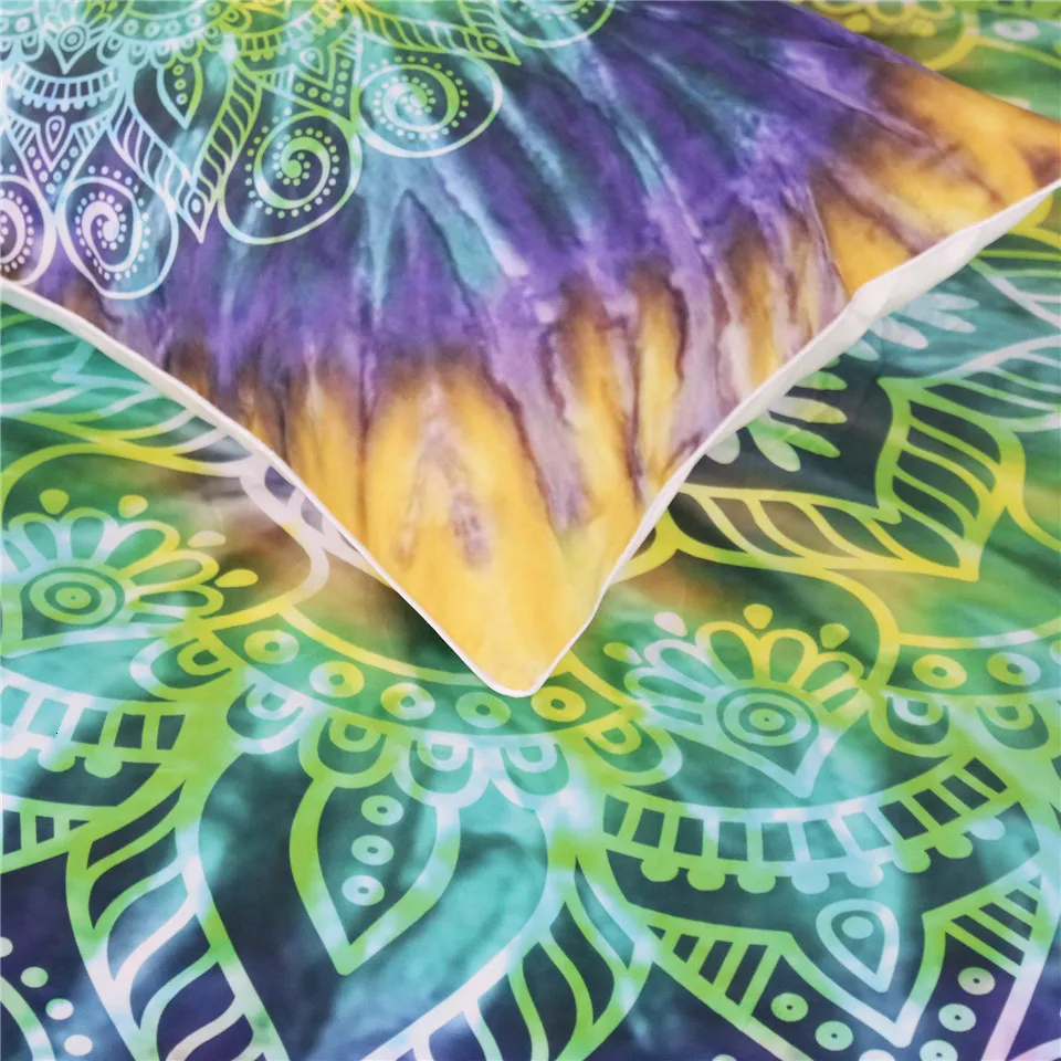 Blesslive цветок лотоса Tie Dye постельное белье 3 шт. богемный Мандала пододеяльник Желтый Фиолетовый Зеленый Tye Dye домашний текстиль