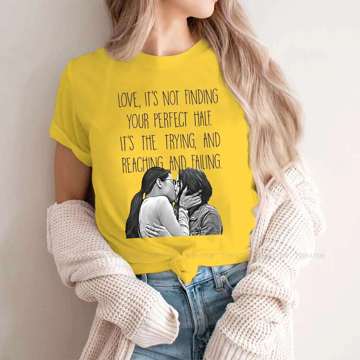 

And Aster Round Collar TShirt The Half of It Ellie Fabric Basic T Shirt Woman Clothes New Design Oversized Hot Sale