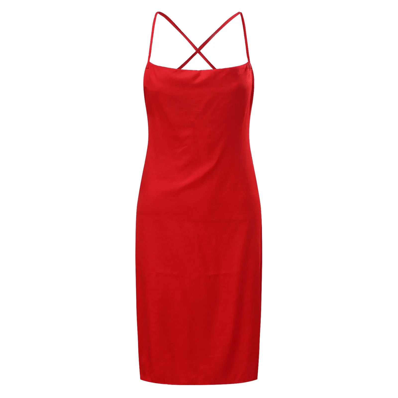 

40# Sexy Backless Satin Dress Draped Suspender Bodycon Dress V Neck Wrap Hip Strap Dress Solid Color Mini Dress Woman Clothing
