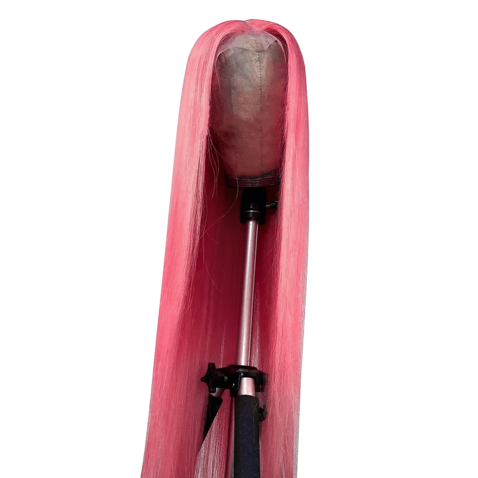 Парики из цветных человеческих волос розовые передние парики на сетке