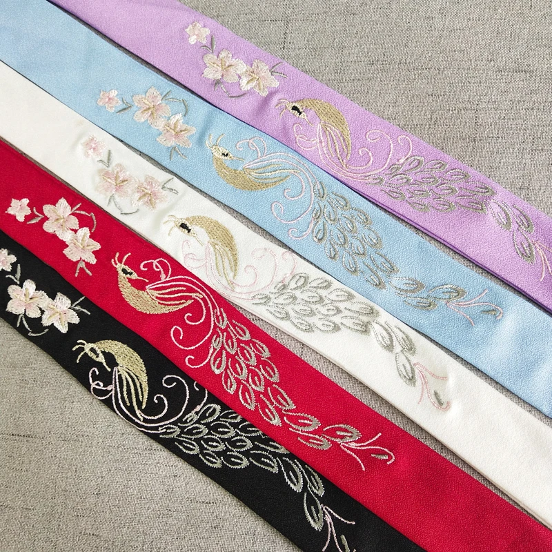 

Китайская одежда в ханьском стиле, вышитый элемент в виде птицы, с павлином, костюм, аксессуары для волос с узором, веревка для волос