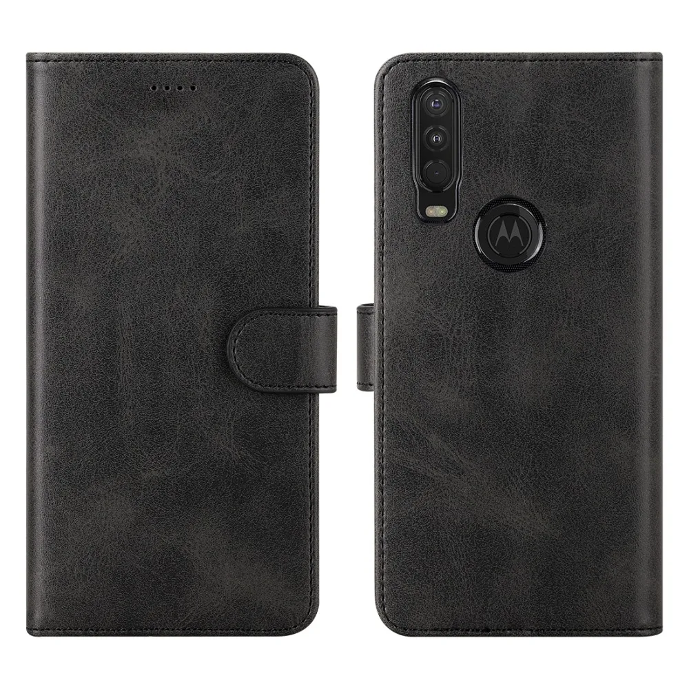 Чехол из натуральной кожи для Motorola Moto One Action Case откидной Чехол-кошелек для Moto One action Card Stand Магнитный чехол-книжка