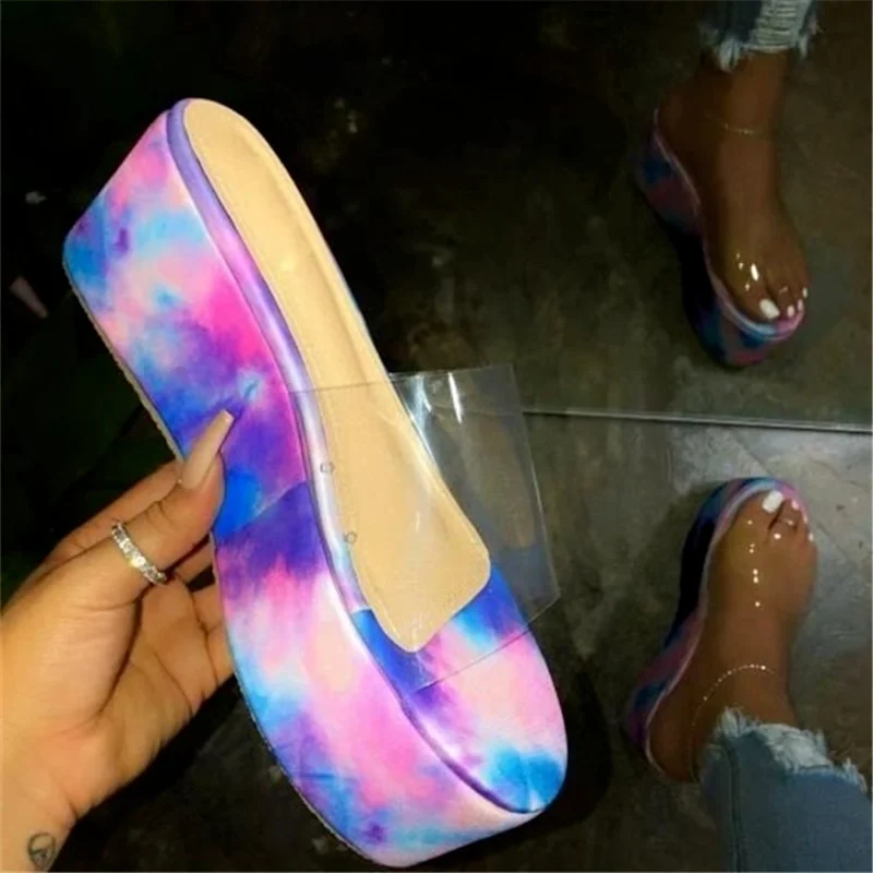 

Women's Slippers Transparent Sandals Open Toe High Heel Women Shoes Sandals with Thick Soles Beach Sandals Plus Size35-43