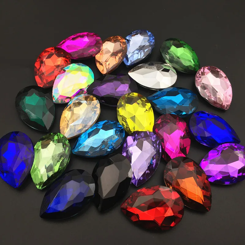 Стразы в форме капли большого размера с заостренным концом Необычные камни 30x40 мм