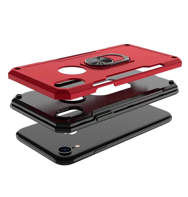 Case for iPhone 11 Pro Max X XS XR With Metal Finger Ring Bracket Blade Car Cover For 7 8 6 Plus Plain Protective |