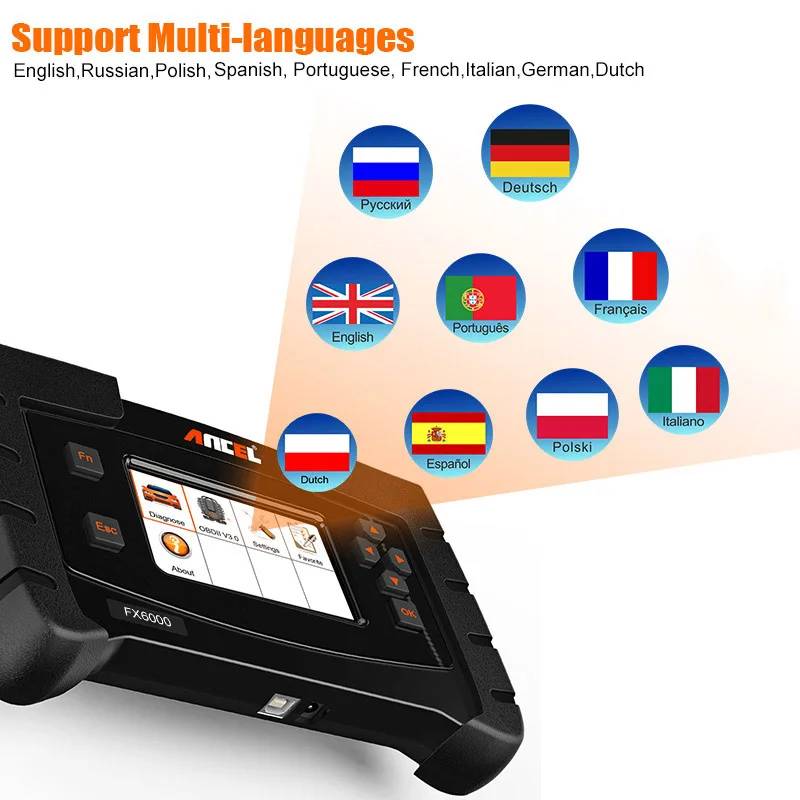 Ancel OBD2 автомобильный диагностический сканер ECU для всех систем ABS EPB DPF код