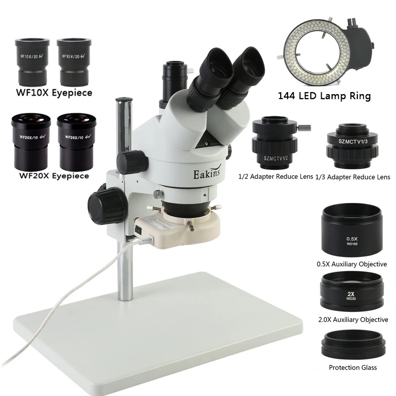 B 3.5X 7X 14X 22.5X 45X 90X 180X Simul-focal Тринокулярный Стерео микроскоп 144 освещение светодиодный кольцевой светильник для пайки чипа телефона - Цвет: B