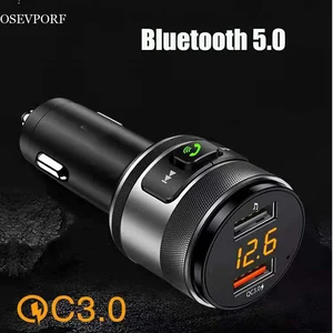 dual usb car charger for huawei p40 p30 pro xiaomi handsfree fm transmitter mp3 quick charge for iphone 12 11 pro max 7 8 plus free global shipping