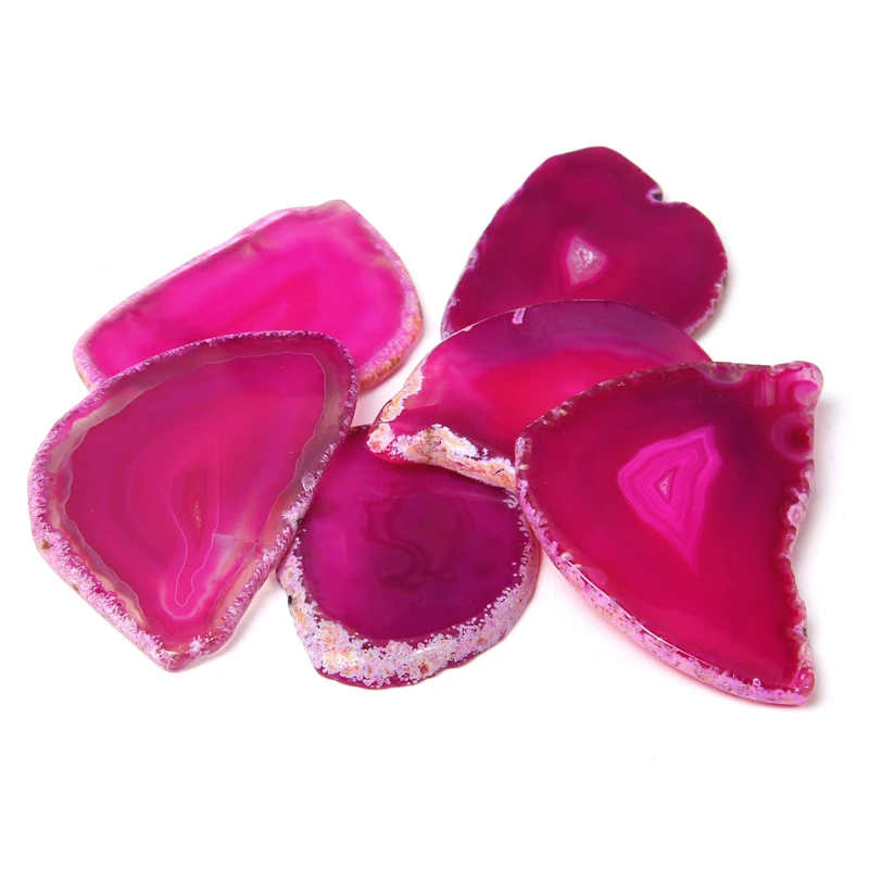 Натуральные розовые нарезки из натурального агата без отверстий друза