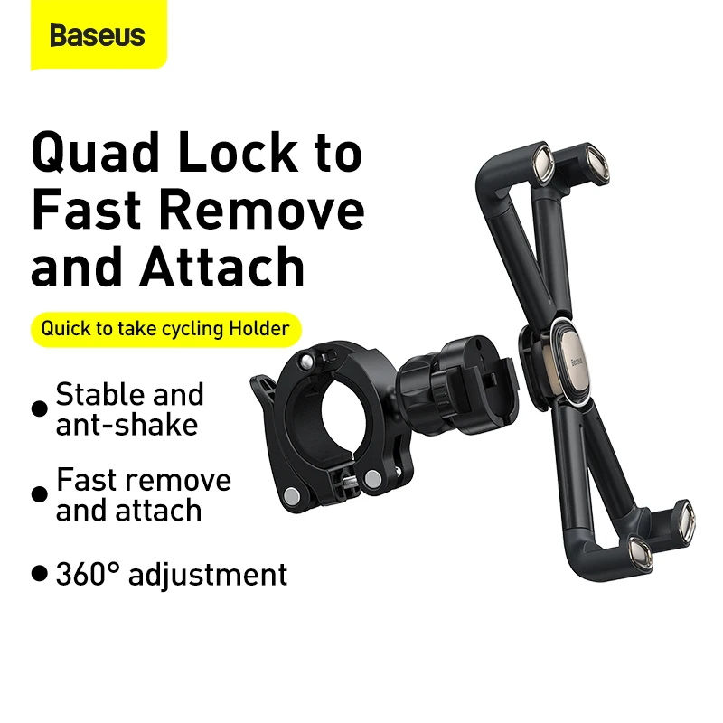baseus cycling holder 360° adjustment quick to take cycling holder applicable for bicycle and motorcycle for iphone 1112 huawei free global ship