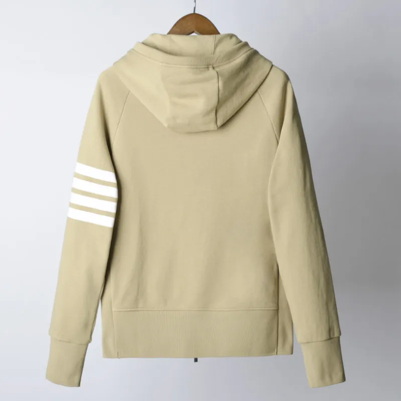 

TB 2021 Fashion Brand Hooded Clothing Cotton Jacket Men Women Striped Sweatshirts Hoodies Khaki Casual Sportswear Coat