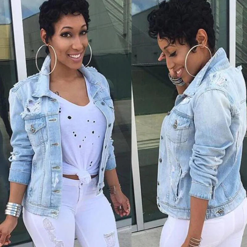 Куртка женская джинсовая свободного покроя повседневная верхняя одежда из