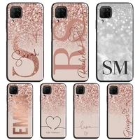 personalised glitter name initials case for huawei honor 50 lite mate 20 lite p10 p40 p20 p30 pro p smart 2019 z tpu cover
