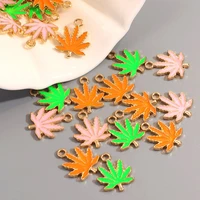 10pcslot trendy enamel maple leaf charm jewelry for making diy pendant necklace earrings bracelet finding accessories wholesale