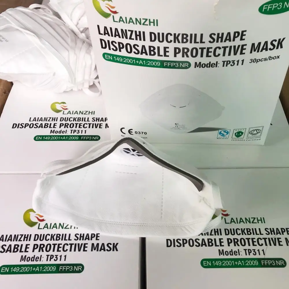 

30pcs LAIANZHI TP311 FFP3 DUCKBILL SHAPE DISPOSABLE PROTECTIVE MASK valved CE EN149:2001 DUST FACE MASK PARTICULATE RESPIRATOR