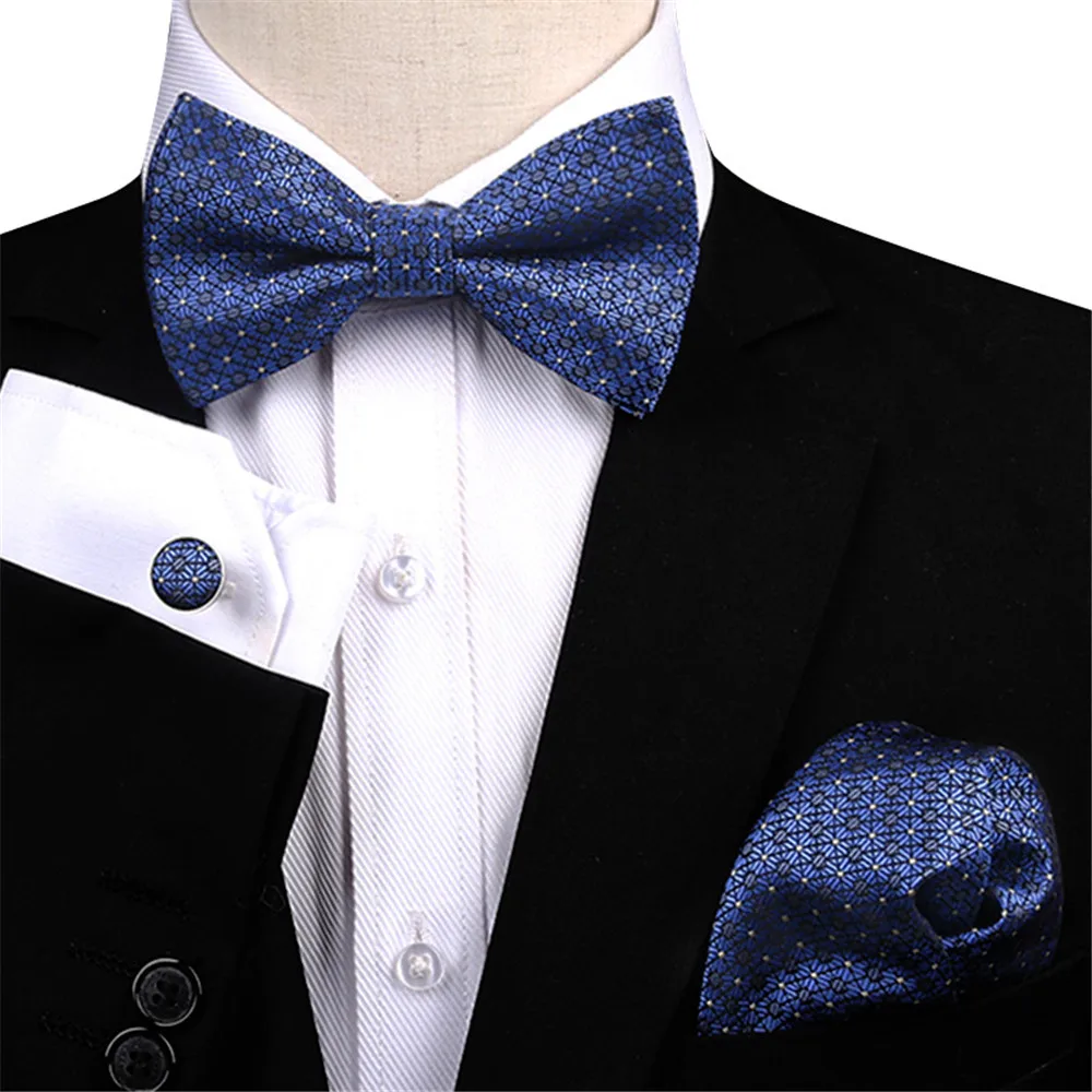 

10Pcs/Lot Bow Tie Handkerchief Cufflink Set Men Pre-Tied Bowtie Mens Wedding Accessories Bowties Paisley Bow Ties Wholesale B147