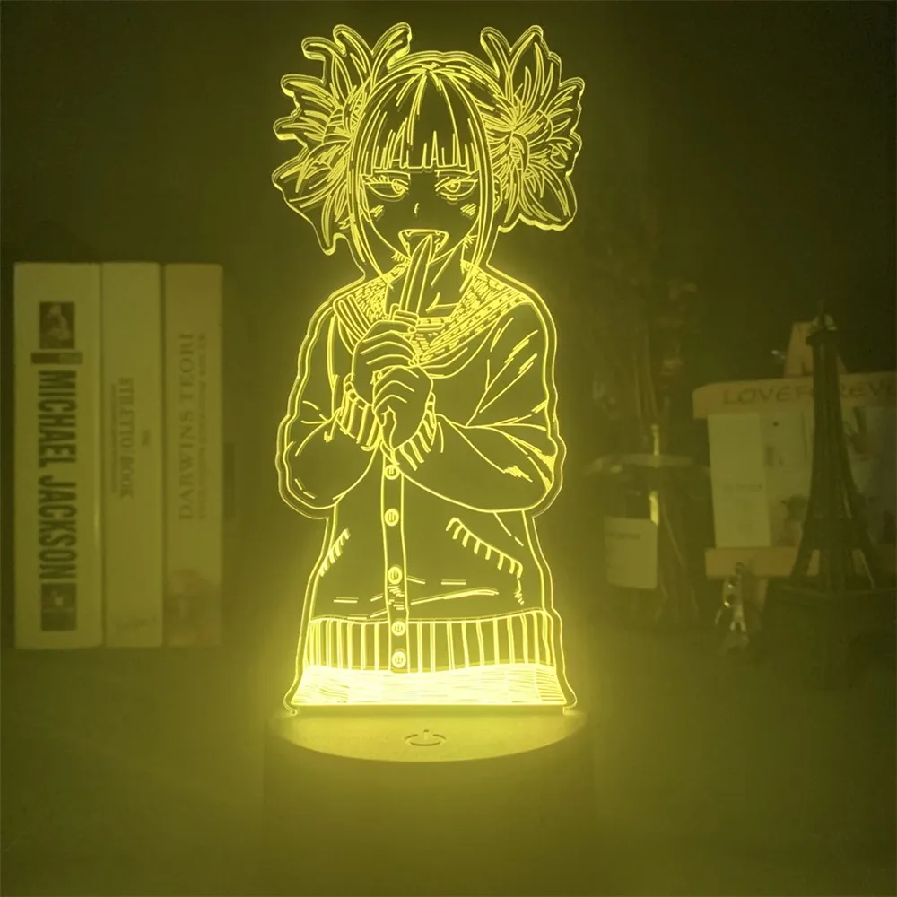 

My Hero Academia All Might Anime Figures 3d Night Lights Izuku Bakugou Himiko Toga Colorful Touch Action Figma Lamp Model Toys