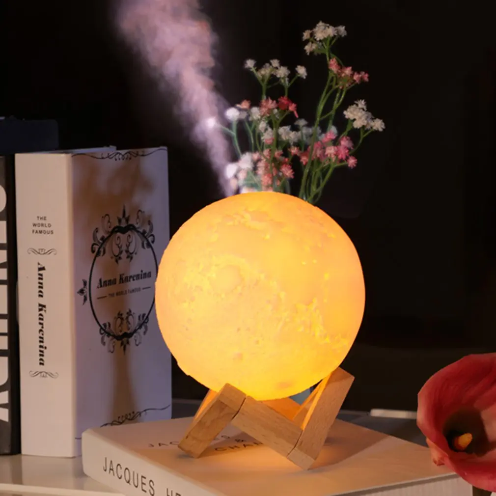 

880ML 3D Moon Lamp Light Humidifier Diffuser Aroma Essential Ultrasonic Humidifier Night Cool Mist Purifier