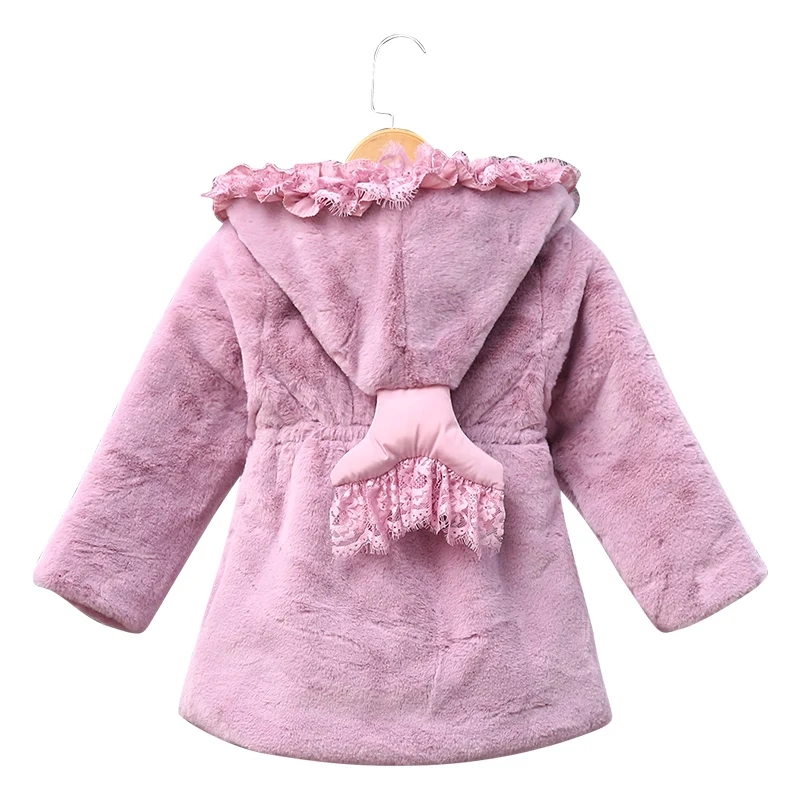 Пальто с мехом для девочек Детская куртка меховым воротником пуховая парка