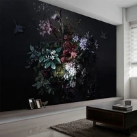 custom mural wallpaper 3d lily flower black background wall painting living room bedroom retro frescoes papel de parede sala 3 d