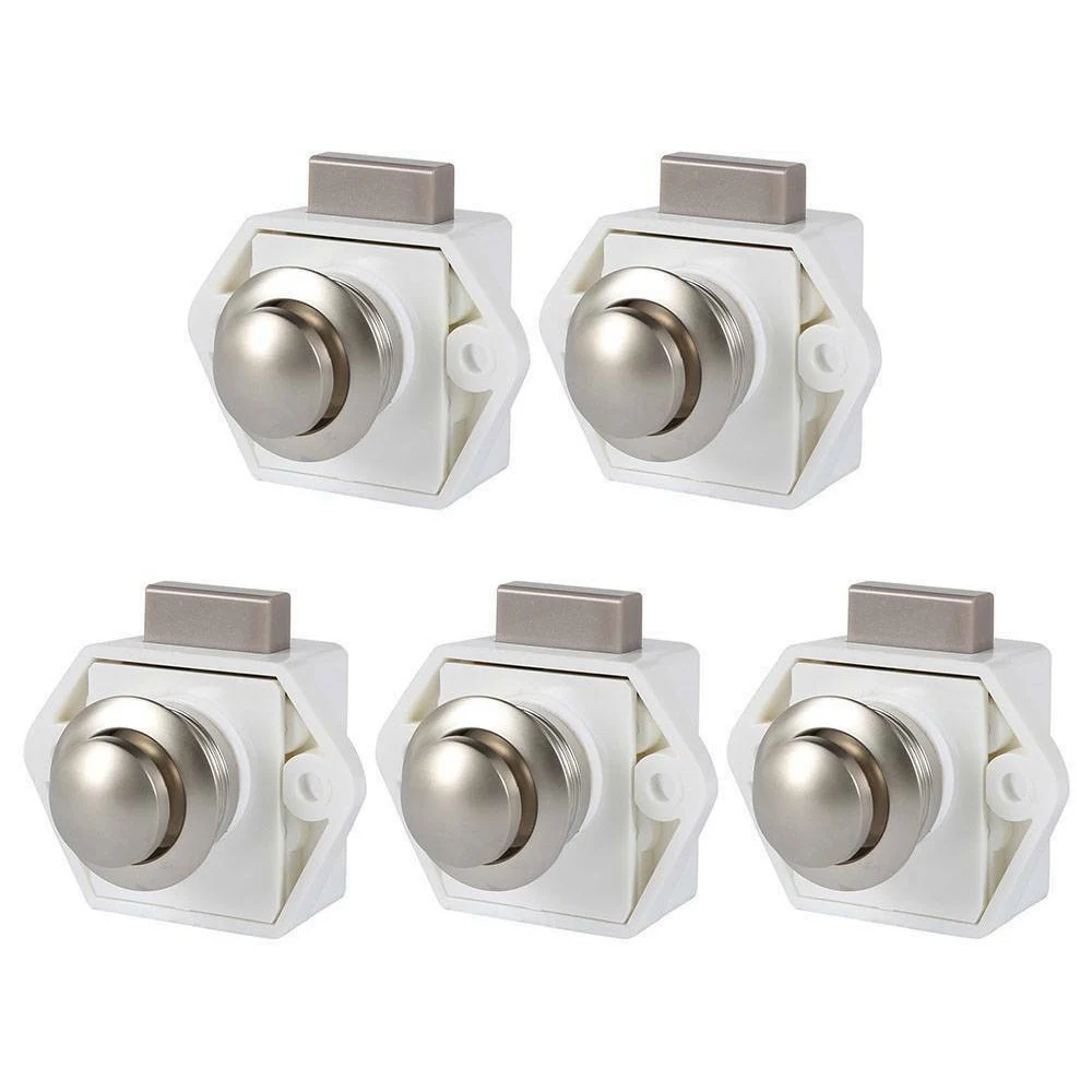 

5Pcs Push Button Catch Lock Latch Knob Drawer Cupboard Door Cabinet Campervan UK