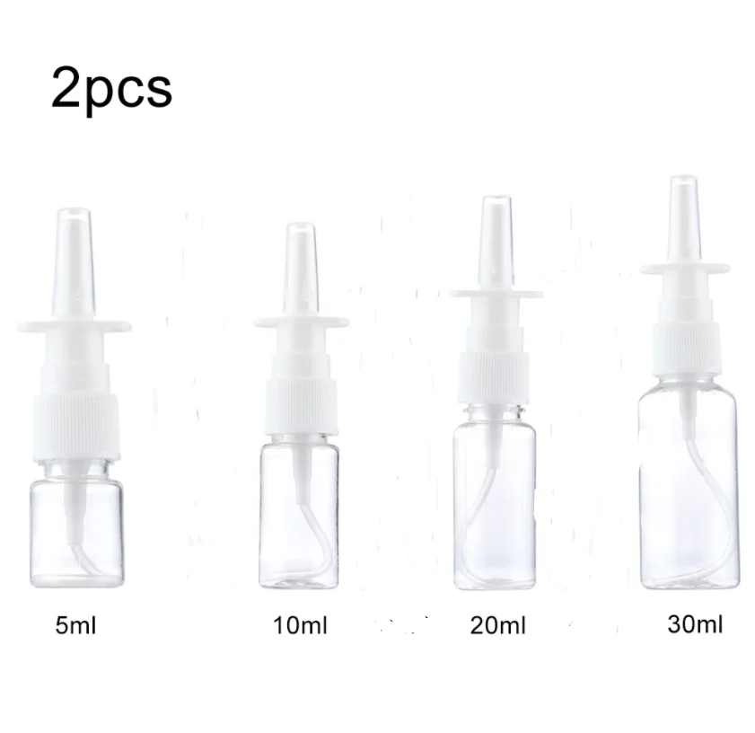 

2pcs 10ml/20ml/30ml White Empty Plastic Nasal Spray Bottles Pump Sprayer Mist Nose Spray Refillable Bottling Packaging