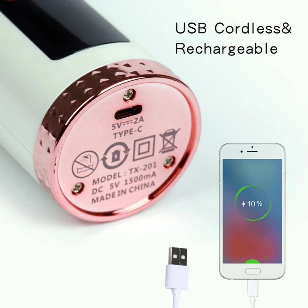 

1pc Hair Curling Iron Rechargeable Automatic Wireless Hair Curler USB Curler