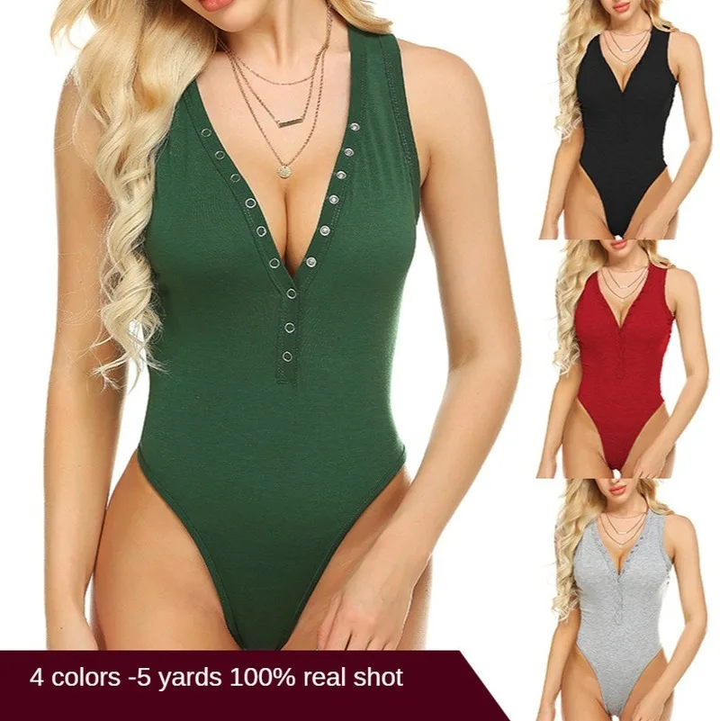 

Summer new style tops jumpsuit deep V-neck sexy tops