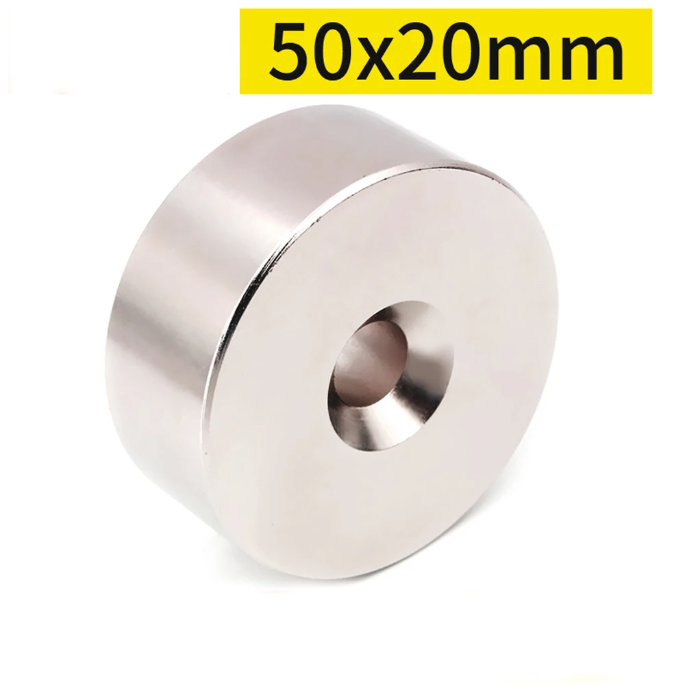 

1 2 5 10pcs Neodymium Magnets Dia 50mm Thickness 20mm With 11mm Countersunk Ring Hole Rare Earth Strong Crafts Magnet N35
