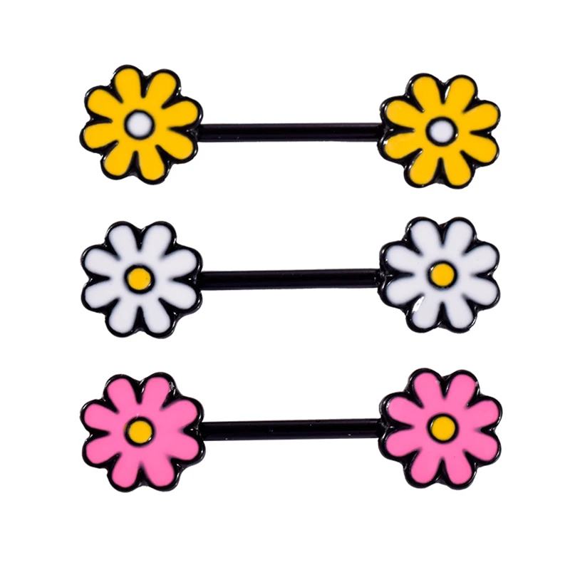Модные милые кольца для сосков в форме цветка желтого белого розового цвета