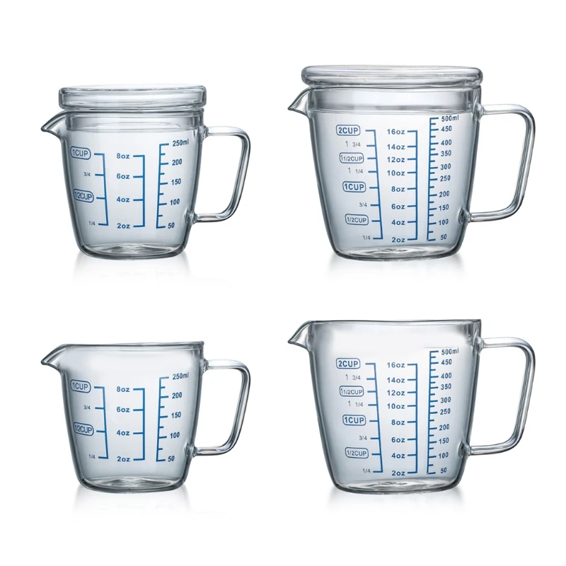 

Heat Resistant Glass Measuring Cup Scale Marking Cup Microwave Measuring Cup with Lid