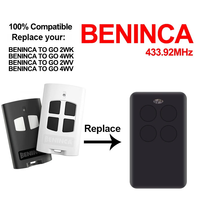 Beninca TO GO 2WV 4WV 2wk 4wk 433 92 МГц пульт дистанционного управления клон ворота гаража