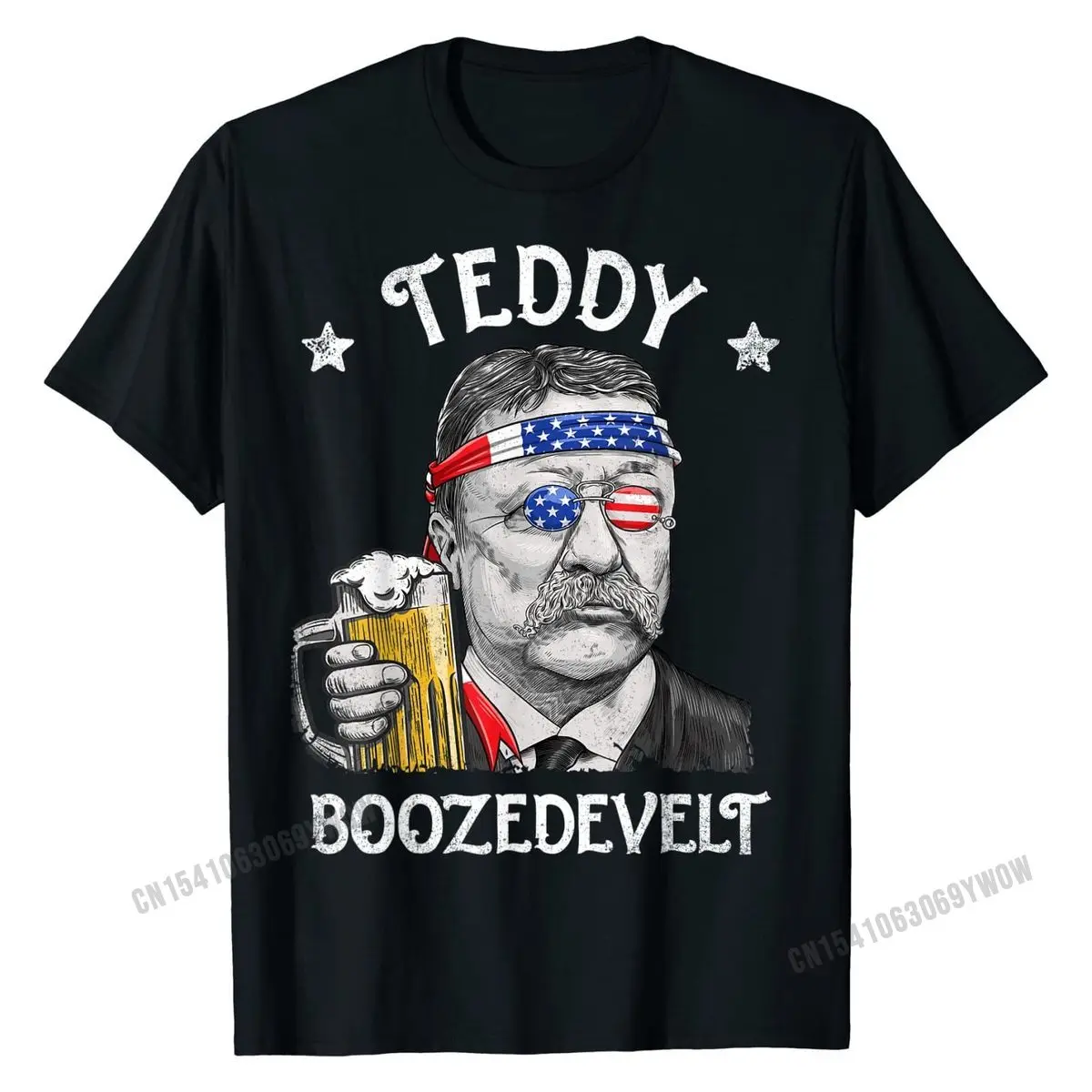 

Teddy Boozedevelt Theodore Roosevelt 4th of July Drinking T-Shirt T Shirts Classic Printed Cotton Men Tops Shirt Custom