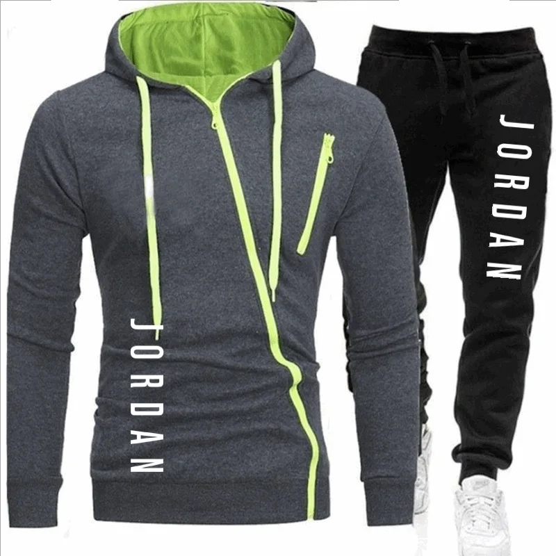 

Autumn Winter Brand Clothing Men's Two Piece Set Casual Sweatshirts Zipper Cotton Men Tracksuit Hoodies+ Pants Sport Shirts Suit