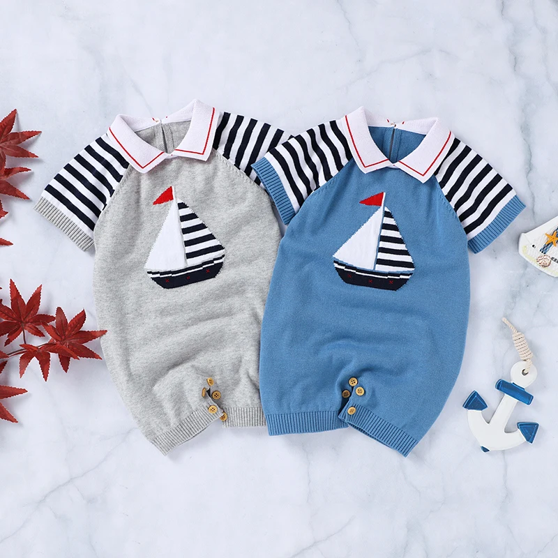 

Baby Rompers Cotton Knitted Newborn Boys Jumpsuits Outfits Short Sleeve Toddler Infant Overalls One Pieces Kids Playsuits Summer