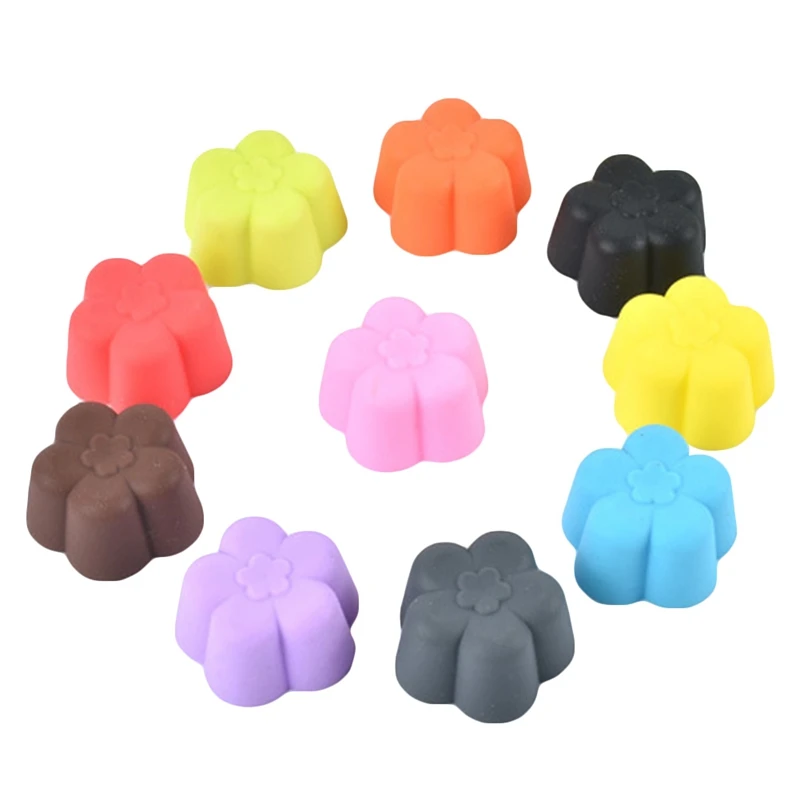 10pcs color random 1 шт Цветочная Форма для торта, капкейков, лайнер, инструмент, трафаретная форма, кондитерские изделия, шоколадные кексы, силиконовые формы для выпечки печенья, кухонные цвета в случайном порядке - Цвет: 10pcs color random