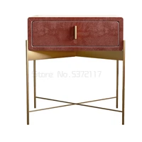 nordic light luxury flannel bedside table hong kong style drawer leather storage cabinet modern simple bedside cabinet