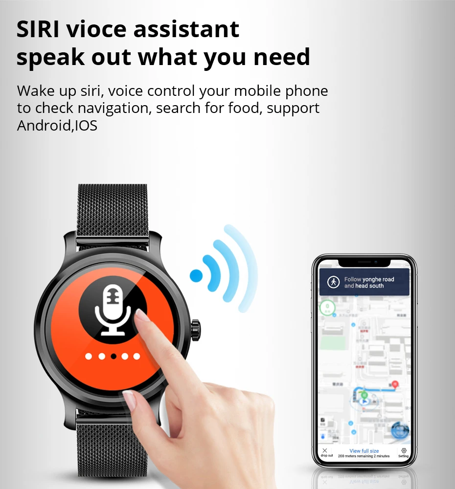 Смарт-часы Smarcent R2 для мужчин и женщин GPS Bluetooth удаленный вызов музыка голосовой