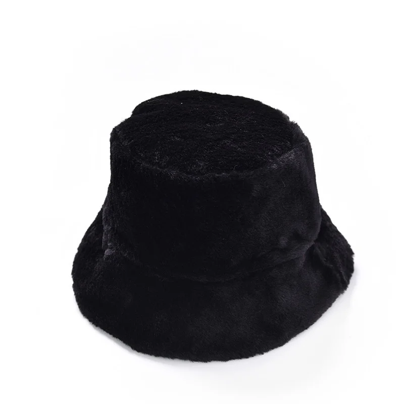 Женская панама из искусственного меха шапка с широкими полями пушистая зимняя