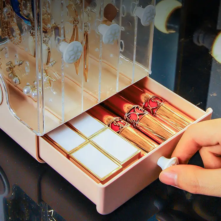 

Large Capacity Cosmetic Storage Box Jewelry Storage Box Makeup Organizer Earrings Lipstick Holder Portable Drawer Waterproof