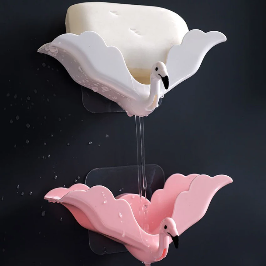 

Настенная мыльница в форме фламинго, мультяшная Коробка для мыла без перфорации, Товары для ванной комнаты, предметы для хранения мыла