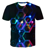 3d new simple fashion color geometry stack psychedelic creative design t shirt for mens versatile cool unique print handsome