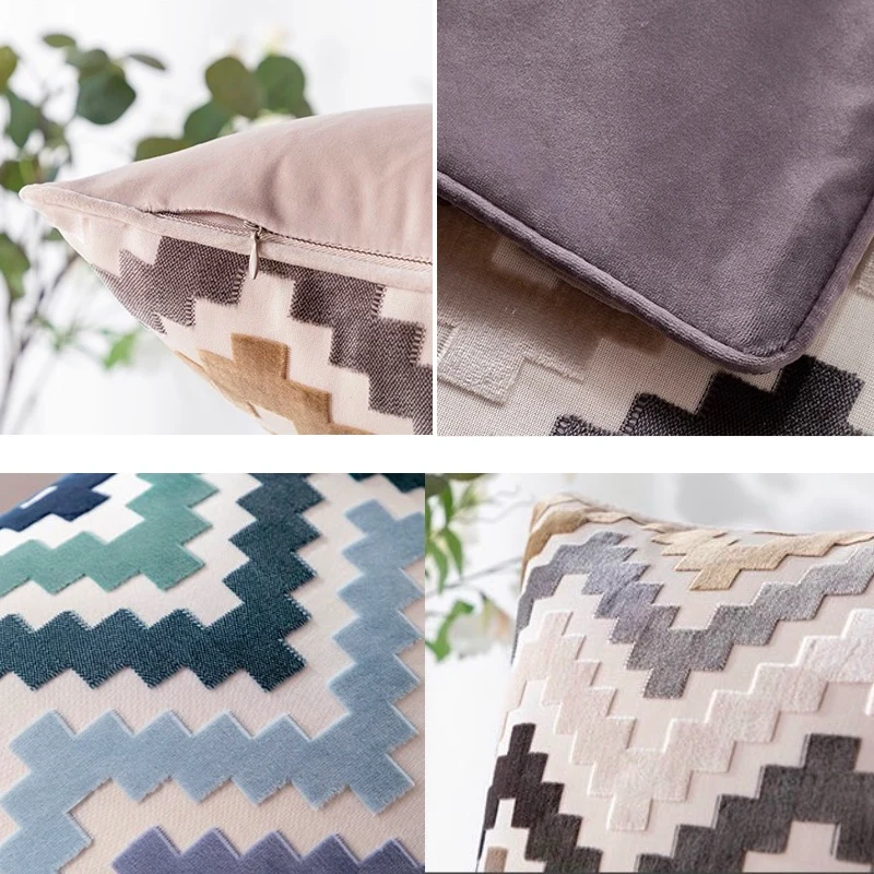 Синие волны бархатные жаккардовые наволочки роскошные декоративные для дивана