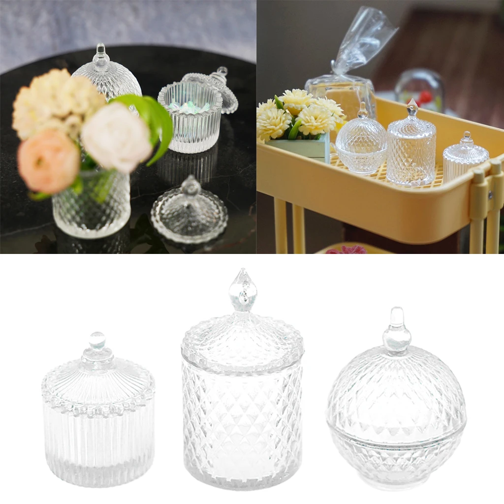 

3 шт. Mni 1:6 миниатюрная мебель для кукольного дома прозрачная бутылка для сахара конфет для кукольного дома Миниатюрные аксессуары