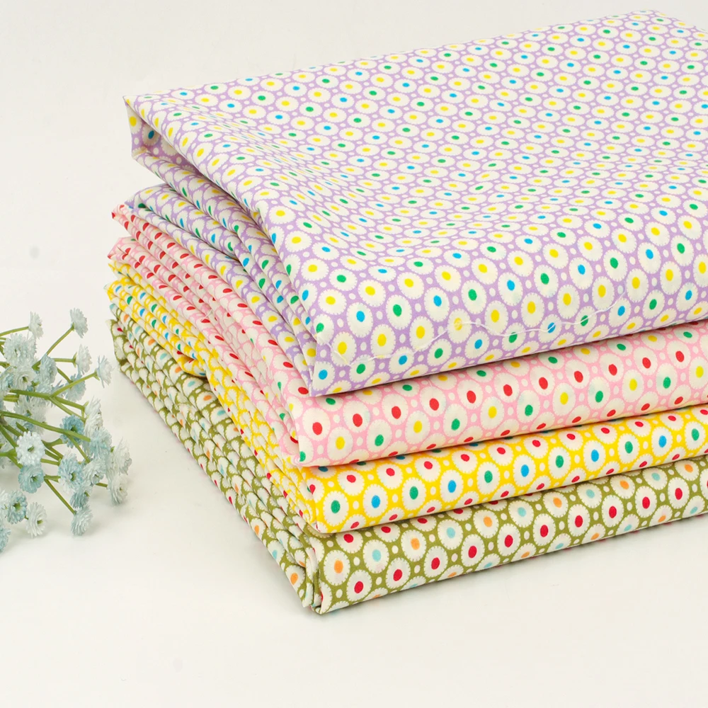 

Polyester Fabric By The Yard Colorful Round Pattern Fabric Sheet for Sewing Clothes Dresses Hand-Sewing Supplies 45*145cm 1pc