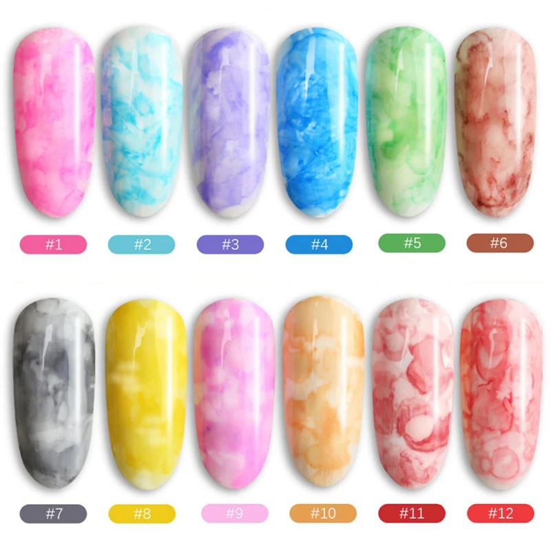 Новые акварельные чернила лак для ногтей гель с рисунком цветения дымовой эффект