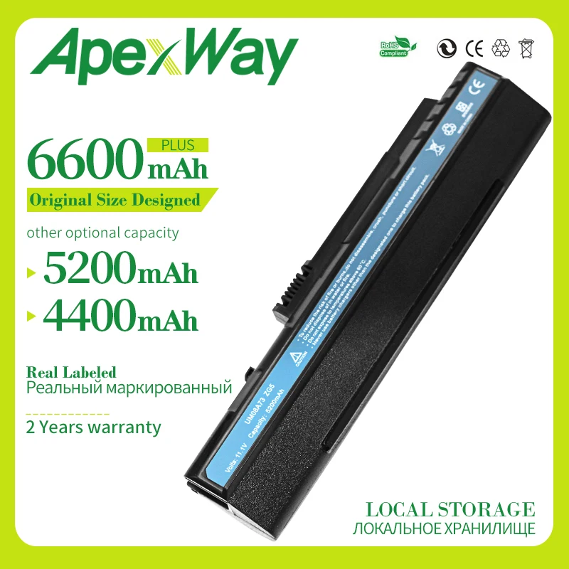Аккумулятор Apexway UM08A31 UM08A51 UM08A71 UM08A72 UM08A73 UM08B31 UM08B32 UM08B71 для Acer Aspire One A110 A150 D150