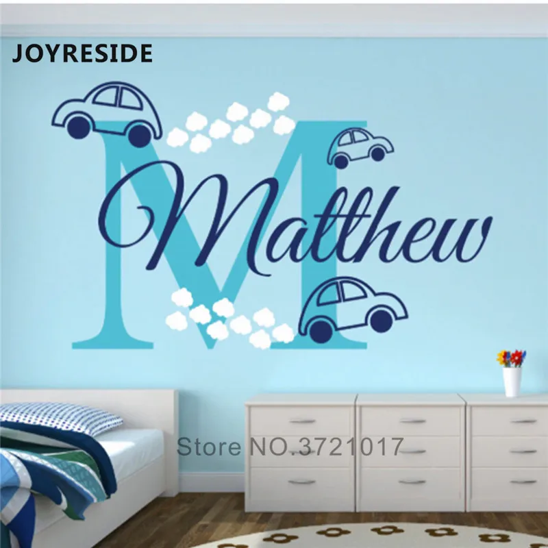 Design 4 JOYRESIDE персонализированные названия стикер стены дома спальни Наклейки на стены с именем на заказ различные конструкции выбрать стены Sicker винил WM001 - Цвет: Design 4